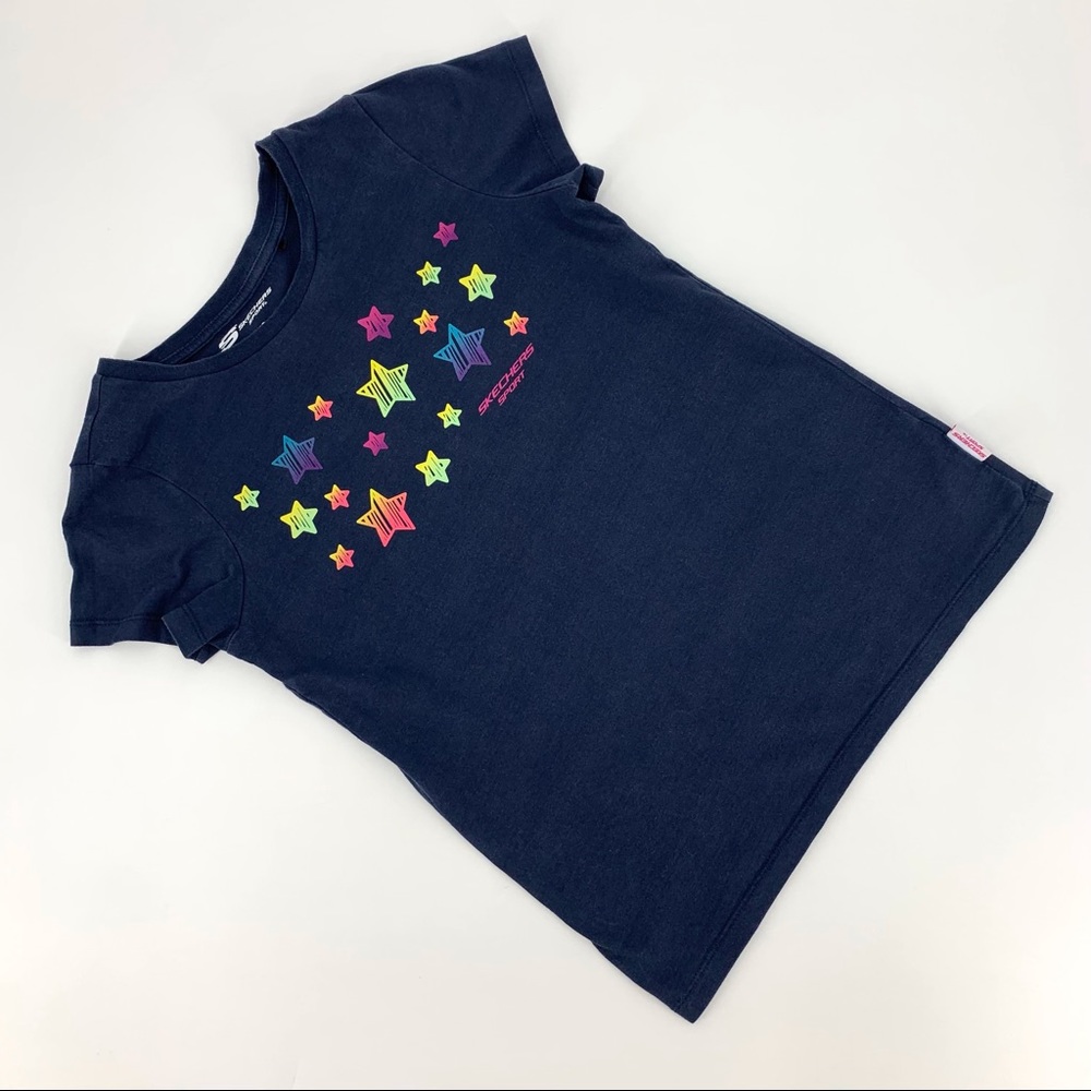 Skechers Sport Girls Navy Star Graphic Short Sleeve T-shirt, XL (14/16)